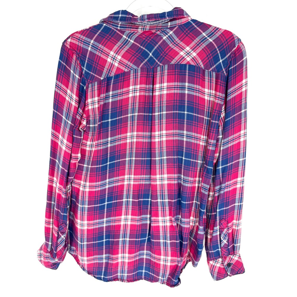 Rails Womens Pink Blue Plaid Tencel Rayon Button Down Western Shirt Medium - Picture 3 of 8